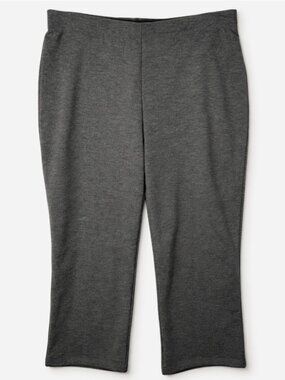 Gray Ponte Knit Pants Petite XL Pull On Straight Leg Stretch Work Pants New
